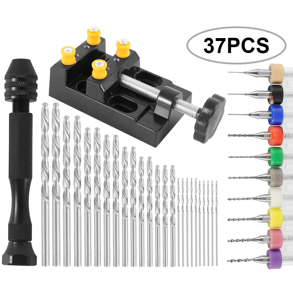 Pin Vice Micro - 37-teiliges tragbares Hand-Spiralbohrer-Set, inklusive Stift-Schraubstock, Handbohrmaschine