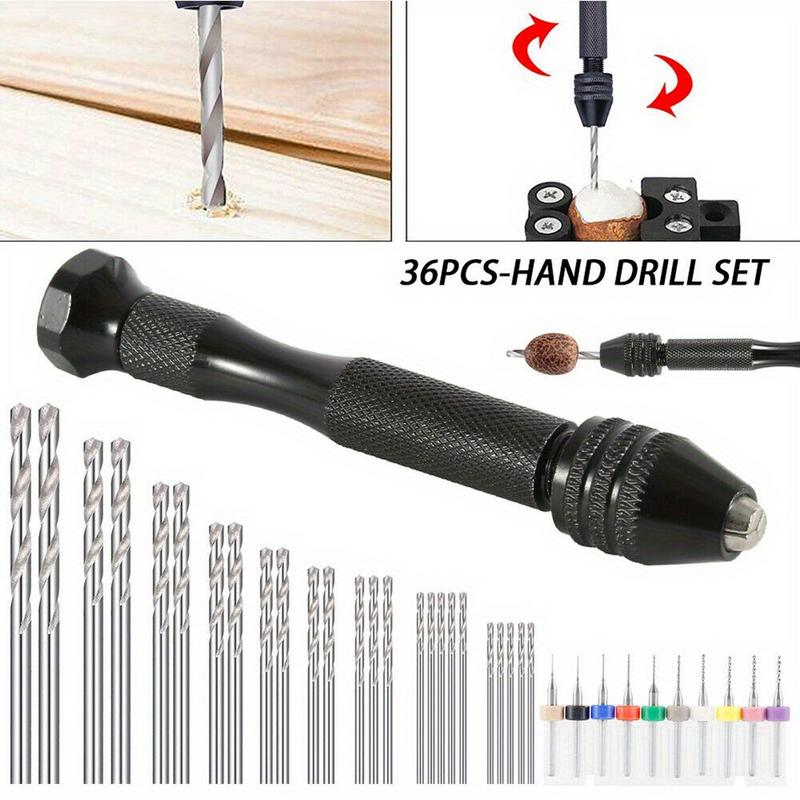 Pin Vice Micro - 36-teiliges Mikro-Handbohrer-Set mit Stiftbohrer, PCB-Minibohrer, Spiralbohrer