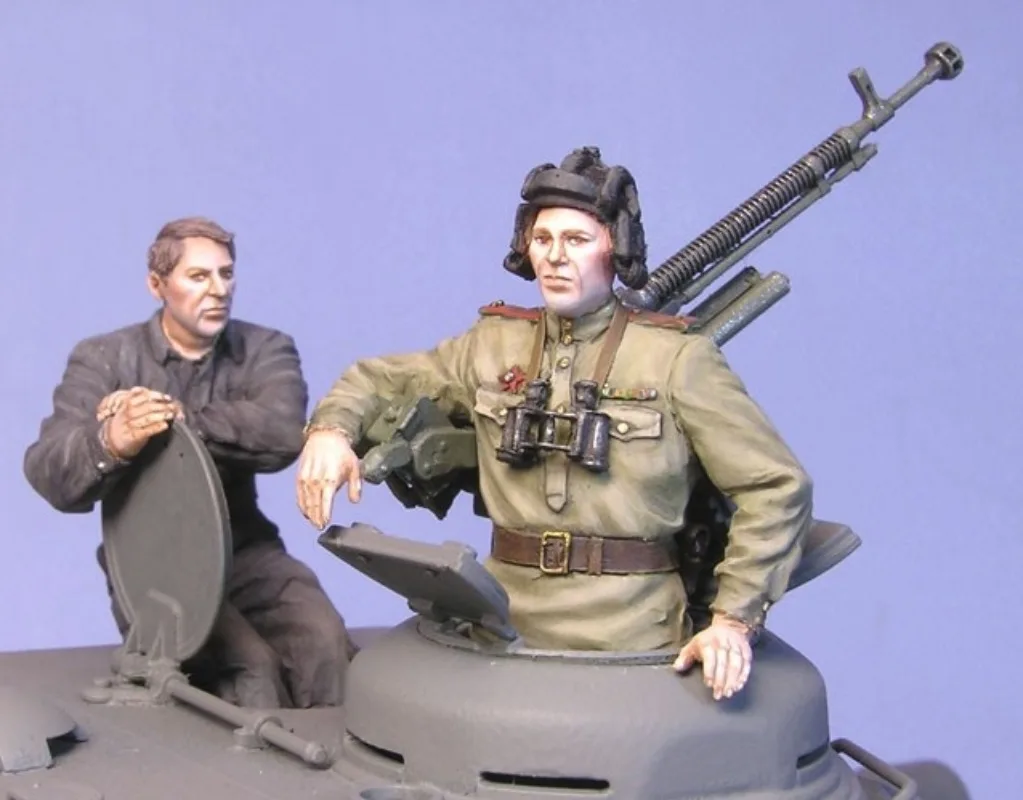Model Kit Gunpla - 1/35 Harzfiguren-Modellbausätze, historische Militär-Miniatur, russische Panzerbesatzung