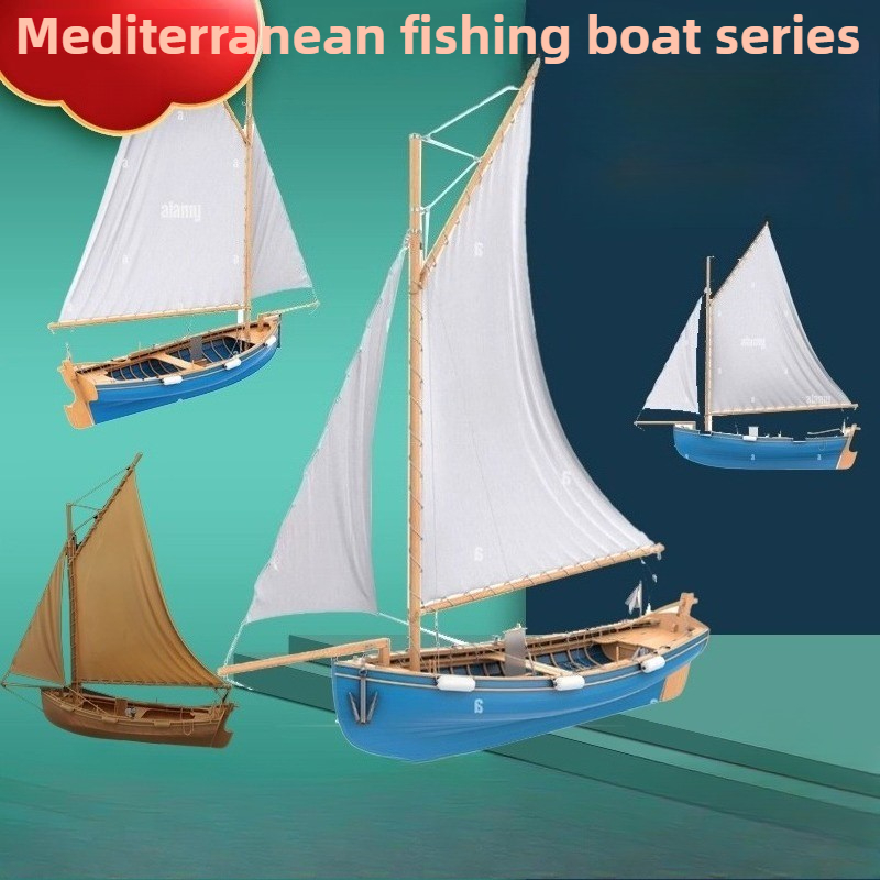 Model Kit One Piece Ship - Vollrippiges, einteiliges Fischerboot-Modellbausatz mit Segel und