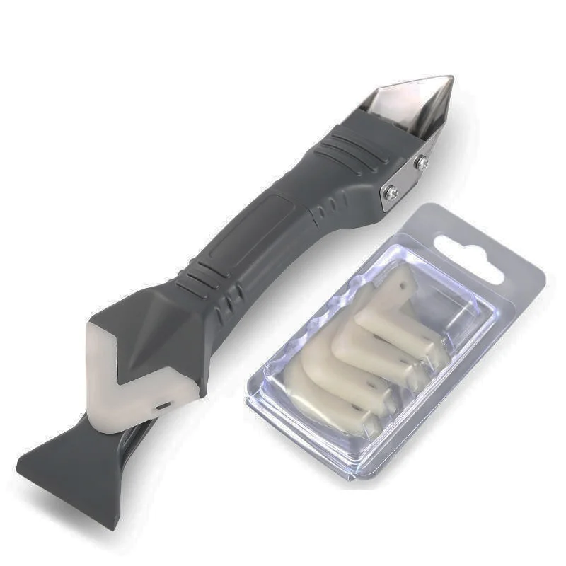 Seam Scraper Tool - 3-in-1-Glaskleber-Winkelschaber, Abdichtungswerkzeug, Schaufelbinder, multifunktionale Gummi-Silikon-Entferner-Naht
