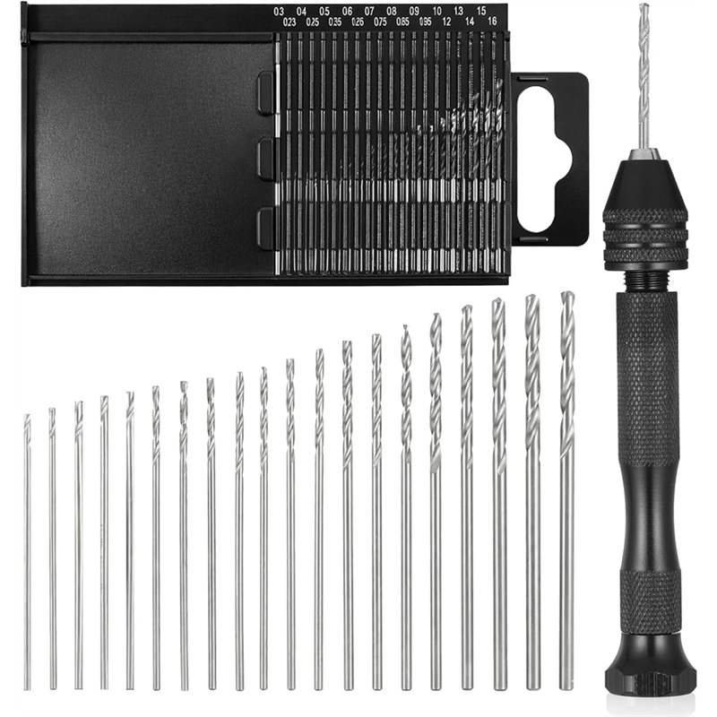 Pin Vice Micro - A59Z-21PCS Metrisches Mini-Mikro-Bohrer-Set Vergaserdüsen-Bohrer 0,3-1,6 mm